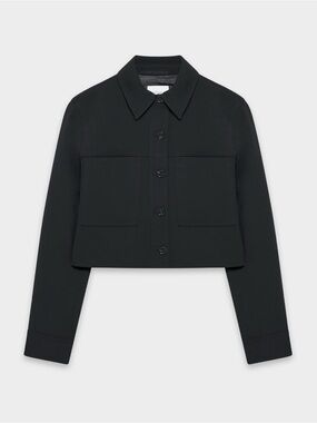 Aritzia Cropped Black Button-Front Jacket
